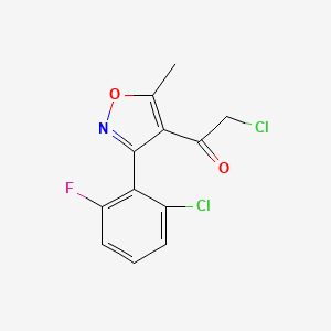 molecular formula C12H8Cl2FNO2 B2969839 2-氯-1-[3-(2-氯-6-氟苯基)-5-甲基-1,2-恶唑-4-基]乙烷-1-酮 CAS No. 2219380-09-1