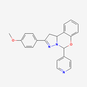 molecular formula C22H19N3O2 B2969841 2-(4-methoxyphenyl)-5-pyridin-4-yl-5,10b-dihydro-1H-pyrazolo[1,5-c][1,3]benzoxazine CAS No. 303060-83-5