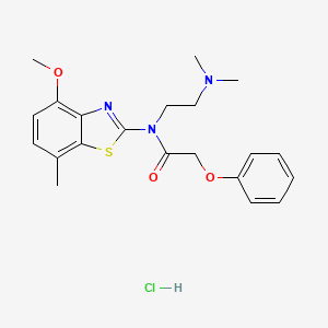 molecular formula C21H26ClN3O3S B2969844 N-(2-(dimethylamino)ethyl)-N-(4-methoxy-7-methylbenzo[d]thiazol-2-yl)-2-phenoxyacetamide hydrochloride CAS No. 1216442-53-3