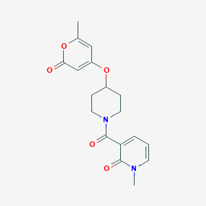 molecular formula C18H20N2O5 B2969845 1-甲基-3-(4-((6-甲基-2-氧代-2H-吡喃-4-基)氧基)哌啶-1-羰基)吡啶-2(1H)-酮 CAS No. 1795448-30-4