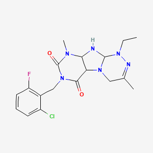 molecular formula C18H18ClFN6O2 B2969855 7-[(2-chloro-6-fluorophenyl)methyl]-1-ethyl-3,9-dimethyl-1H,4H,6H,7H,8H,9H-[1,2,4]triazino[4,3-g]purine-6,8-dione CAS No. 919008-25-6