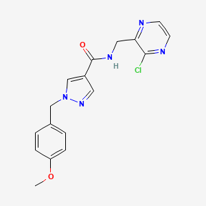 molecular formula C17H16ClN5O2 B2969862 N-[(3-Chloropyrazin-2-yl)methyl]-1-[(4-methoxyphenyl)methyl]pyrazole-4-carboxamide CAS No. 2411244-50-1