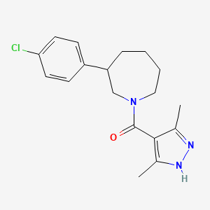 molecular formula C18H22ClN3O B2969863 (3-(4-氯苯基)氮杂环戊-1-基)(3,5-二甲基-1H-吡唑-4-基)甲酮 CAS No. 1786203-29-9