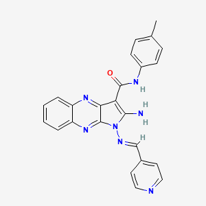 molecular formula C24H19N7O B2969864 (E)-2-amino-1-((pyridin-4-ylmethylene)amino)-N-(p-tolyl)-1H-pyrrolo[2,3-b]quinoxaline-3-carboxamide CAS No. 843617-89-0