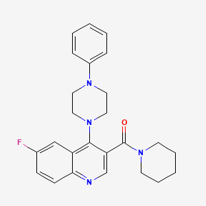 molecular formula C25H27FN4O B2969872 (6-Fluoro-4-(4-phenylpiperazin-1-yl)quinolin-3-yl)(piperidin-1-yl)methanone CAS No. 1326883-58-2