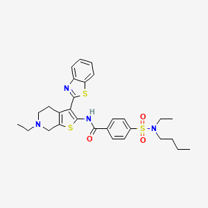 molecular formula C29H34N4O3S3 B2969875 N-[3-(1,3-benzothiazol-2-yl)-6-ethyl-5,7-dihydro-4H-thieno[2,3-c]pyridin-2-yl]-4-[butyl(ethyl)sulfamoyl]benzamide CAS No. 449767-89-9