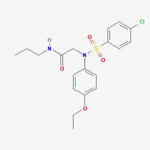 molecular formula C19H23ClN2O4S B296988 2-{[(4-chlorophenyl)sulfonyl]-4-ethoxyanilino}-N-propylacetamide 