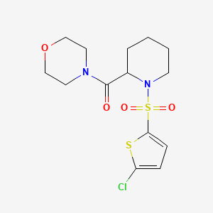 molecular formula C14H19ClN2O4S2 B2969897 (1-((5-氯噻吩-2-基)磺酰基)哌啶-2-基)(吗啉代)甲酮 CAS No. 1097625-37-0