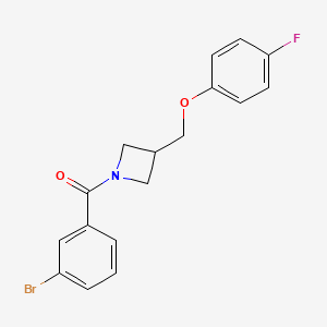 molecular formula C17H15BrFNO2 B2969902 (3-Bromophenyl)(3-((4-fluorophenoxy)methyl)azetidin-1-yl)methanone CAS No. 2034498-68-3