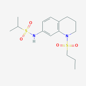 molecular formula C15H24N2O4S2 B2969905 N-(1-(propylsulfonyl)-1,2,3,4-tetrahydroquinolin-7-yl)propane-2-sulfonamide CAS No. 941900-85-2