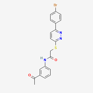 molecular formula C20H16BrN3O2S B2969914 N-(3-乙酰基苯基)-2-((6-(4-溴苯基)吡啶并氮杂环-3-基)硫代)乙酰胺 CAS No. 872694-98-9