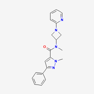 molecular formula C20H21N5O B2969917 N,2-Dimethyl-5-phenyl-N-(1-pyridin-2-ylazetidin-3-yl)pyrazole-3-carboxamide CAS No. 2415624-45-0