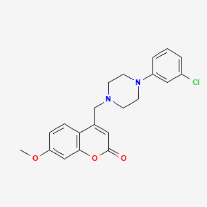 molecular formula C21H21ClN2O3 B2969921 4-[[4-(3-Chlorophenyl)piperazin-1-yl]methyl]-7-methoxychromen-2-one CAS No. 859858-18-7