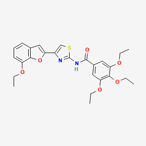 molecular formula C26H28N2O6S B2969924 3,4,5-triethoxy-N-(4-(7-ethoxybenzofuran-2-yl)thiazol-2-yl)benzamide CAS No. 921797-92-4