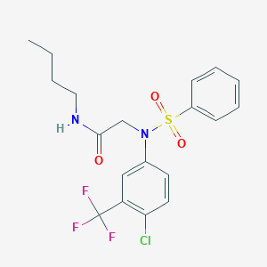 molecular formula C19H20ClF3N2O3S B296993 N-butyl-2-[4-chloro(phenylsulfonyl)-3-(trifluoromethyl)anilino]acetamide 