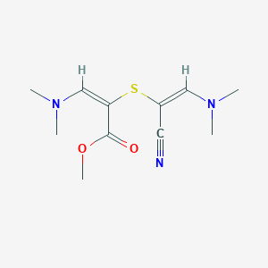 molecular formula C11H17N3O2S B2969931 methyl (2E)-2-{[(E)-1-cyano-2-(dimethylamino)vinyl]thio}-3-(dimethylamino)acrylate CAS No. 882265-78-3