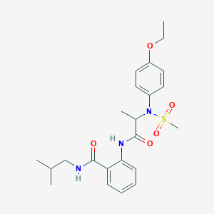 molecular formula C23H31N3O5S B296994 2-({2-[4-ethoxy(methylsulfonyl)anilino]propanoyl}amino)-N-isobutylbenzamide 