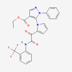 ethyl 5-(2-{2-oxo-2-[2-(trifluoromethyl)anilino]acetyl}-1H-pyrrol-1-yl)-1-phenyl-1H-pyrazole-4-carboxylate
