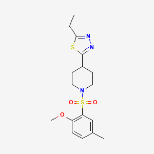 2-Ethyl-5-(1-((2-methoxy-5-methylphenyl)sulfonyl)piperidin-4-yl)-1,3,4-thiadiazole