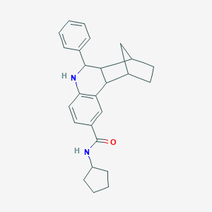 molecular formula C26H30N2O B296998 N-cyclopentyl-10-phenyl-9-azatetracyclo[10.2.1.0~2,11~.0~3,8~]pentadeca-3,5,7-triene-5-carboxamide 