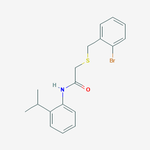 molecular formula C18H20BrNOS B296999 2-[(2-bromobenzyl)sulfanyl]-N-(2-isopropylphenyl)acetamide 