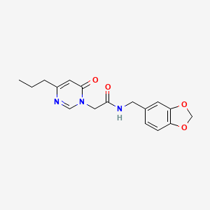 molecular formula C17H19N3O4 B2969992 N-(benzo[d][1,3]dioxol-5-ylmethyl)-2-(6-oxo-4-propylpyrimidin-1(6H)-yl)acetamide CAS No. 1210721-51-9