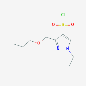 molecular formula C9H15ClN2O3S B2970015 1-ethyl-3-(propoxymethyl)-1H-pyrazole-4-sulfonyl chloride CAS No. 1856091-13-8