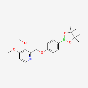 molecular formula C20H26BNO5 B2970016 3,4-Dimethoxy-2-[[4-(4,4,5,5-tetramethyl-1,3,2-dioxaborolan-2-yl)phenoxy]methyl]pyridine CAS No. 1300645-77-5