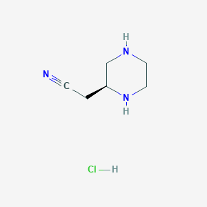 molecular formula C6H12ClN3 B2970043 2-[(2S)-Piperazin-2-YL]acetonitrile hcl CAS No. 2250243-13-9
