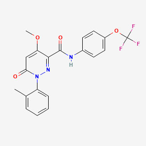 molecular formula C20H16F3N3O4 B2970050 4-methoxy-6-oxo-1-(o-tolyl)-N-(4-(trifluoromethoxy)phenyl)-1,6-dihydropyridazine-3-carboxamide CAS No. 941969-28-4