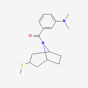 molecular formula C17H24N2OS B2970051 (3-(dimethylamino)phenyl)((1R,5S)-3-(methylthio)-8-azabicyclo[3.2.1]octan-8-yl)methanone CAS No. 1704532-10-4