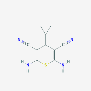 molecular formula C10H10N4S B2970055 2,6-diamino-4-cyclopropyl-4H-thiopyran-3,5-dicarbonitrile CAS No. 931252-55-0