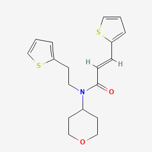 molecular formula C18H21NO2S2 B2970056 (E)-N-(tetrahydro-2H-pyran-4-yl)-3-(thiophen-2-yl)-N-(2-(thiophen-2-yl)ethyl)acrylamide CAS No. 1798417-86-3