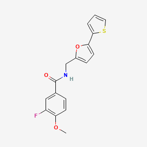 molecular formula C17H14FNO3S B2970058 3-fluoro-4-methoxy-N-((5-(thiophen-2-yl)furan-2-yl)methyl)benzamide CAS No. 2034488-66-7