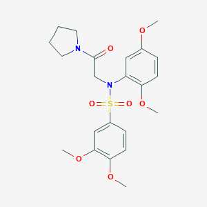 molecular formula C22H28N2O7S B297007 N-(2,5-Dimethoxy-phenyl)-3,4-dimethoxy-N-(2-oxo-2-pyrrolidin-1-yl-ethyl)-benzenesulfonamide 