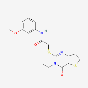 2-[(3-ethyl-4-oxo-6,7-dihydrothieno[3,2-d]pyrimidin-2-yl)sulfanyl]-N-(3-methoxyphenyl)acetamide