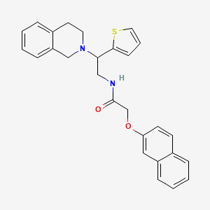 molecular formula C27H26N2O2S B2970077 N-(2-(3,4-dihydroisoquinolin-2(1H)-yl)-2-(thiophen-2-yl)ethyl)-2-(naphthalen-2-yloxy)acetamide CAS No. 898424-55-0