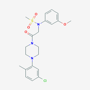 molecular formula C21H26ClN3O4S B297008 N-{2-[4-(5-chloro-2-methylphenyl)-1-piperazinyl]-2-oxoethyl}-N-(3-methoxyphenyl)methanesulfonamide 