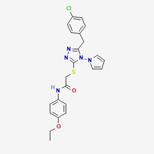 molecular formula C23H22ClN5O2S B2970080 2-((5-(4-chlorobenzyl)-4-(1H-pyrrol-1-yl)-4H-1,2,4-triazol-3-yl)thio)-N-(4-ethoxyphenyl)acetamide CAS No. 886927-03-3