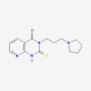 molecular formula C14H18N4OS B2970085 3-(3-pyrrolidin-1-ylpropyl)-2-sulfanylidene-1H-pyrido[2,3-d]pyrimidin-4-one CAS No. 896707-84-9