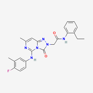 molecular formula C23H23FN6O2 B2970086 N~1~-(2-乙基苯基)-2-[5-(4-氟-3-甲基苯胺)-7-甲基-3-氧代[1,2,4]三唑并[4,3-c]嘧啶-2(3H)-基]乙酰胺 CAS No. 1251594-81-6