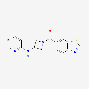 molecular formula C15H13N5OS B2970088 N-[1-(1,3-benzothiazole-6-carbonyl)azetidin-3-yl]pyrimidin-4-amine CAS No. 2097857-64-0