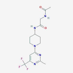 molecular formula C15H20F3N5O2 B2970090 2-acetamido-N-(1-(2-methyl-6-(trifluoromethyl)pyrimidin-4-yl)piperidin-4-yl)acetamide CAS No. 2034349-21-6