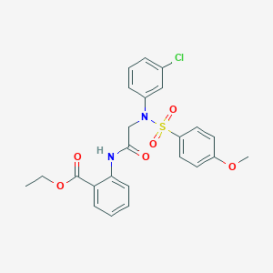 molecular formula C24H23ClN2O6S B297010 Ethyl 2-[({3-chloro[(4-methoxyphenyl)sulfonyl]anilino}acetyl)amino]benzoate 