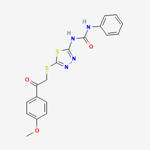 molecular formula C18H16N4O3S2 B2970102 1-[5-[2-(4-Methoxyphenyl)-2-oxoethyl]sulfanyl-1,3,4-thiadiazol-2-yl]-3-phenylurea CAS No. 898437-16-6