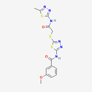 B2970111 3-methoxy-N-[5-[2-[(5-methyl-1,3,4-thiadiazol-2-yl)amino]-2-oxoethyl]sulfanyl-1,3,4-thiadiazol-2-yl]benzamide CAS No. 392319-17-4