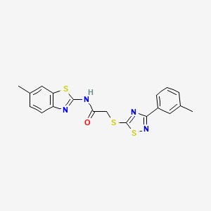 molecular formula C19H16N4OS3 B2970119 N-(6-甲基苯并[d]噻唑-2-基)-2-((3-(间甲苯基)-1,2,4-噻二唑-5-基)硫代)乙酰胺 CAS No. 864918-24-1
