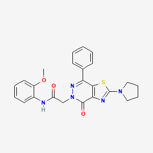 molecular formula C24H23N5O3S B2970125 N-(2-methoxyphenyl)-2-(4-oxo-7-phenyl-2-(pyrrolidin-1-yl)thiazolo[4,5-d]pyridazin-5(4H)-yl)acetamide CAS No. 1105232-23-2