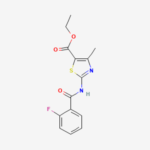 molecular formula C14H13FN2O3S B2970137 2-(2-氟苯甲酰氨基)-4-甲基噻唑-5-甲酸乙酯 CAS No. 307338-61-0