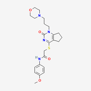 molecular formula C23H30N4O4S B2970138 N-(4-methoxyphenyl)-2-((1-(3-morpholinopropyl)-2-oxo-2,5,6,7-tetrahydro-1H-cyclopenta[d]pyrimidin-4-yl)thio)acetamide CAS No. 898444-79-6